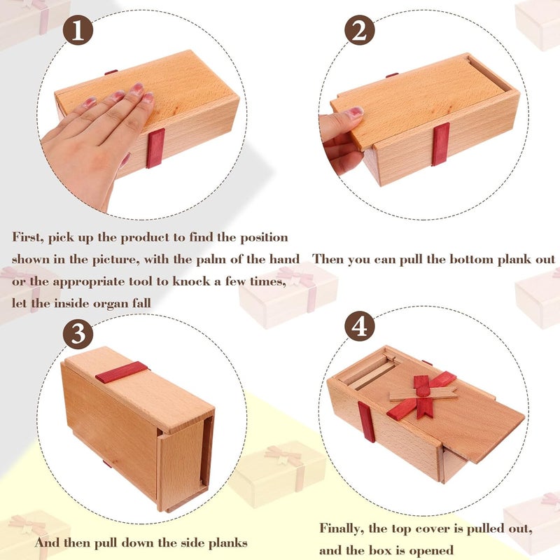 Oppaxf Puzzle Box 3 Pack Wooden Secret Puzzle Box with Hidden Compartment 3D Brain Teaser Magic Drawers Secret Magic Box Wooden Box Puzzle Case Difficult Puzzle Box Gift Card Puzzle Box for Adults and Kids - Image 5